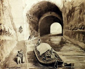 TUNNEL DU MALPAS SUR LE CANAL DU MIDI EN 1886 DESSIN RAYNAL REPRO EMI